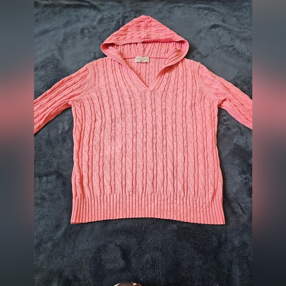 Sonoma Women's Pink Knit Pullover Sweater Size Medium Hoodie Long Sleeve - Picture 4 of 10